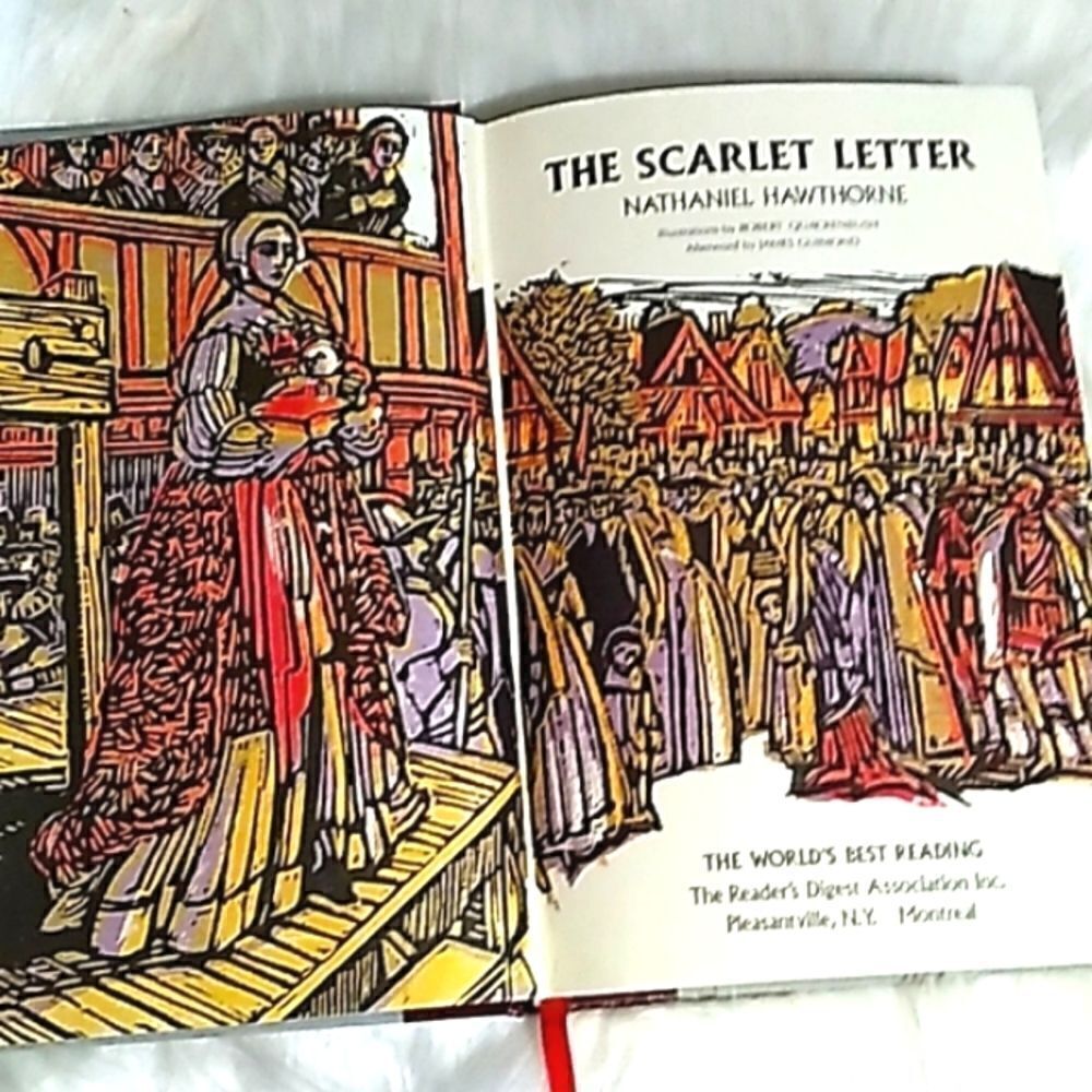 vintage The Scarlet Letter hardcover book colorful illustrated